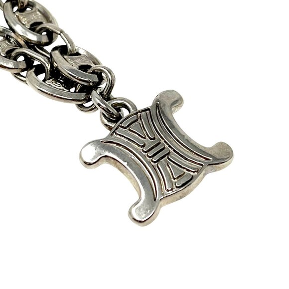 CELINE Vintage Macadam Logo Chain Necklace Accessory Silver Metal  [104002] - Picture 5 of 8